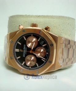 Alternative view of audemars piguet replica chrono royal oak leo messi rose gold black dial imitazione copia
