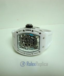 Alternative view of richard mille replica skull nano ceramic RM052 skeletron white edition strip rubber-b