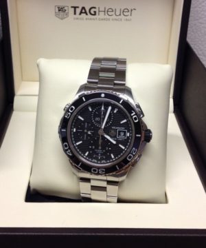 Alternative view of Tag-Heuer replica Aquaracer acciaio black dial Chronograph CAK2110 orologio copia