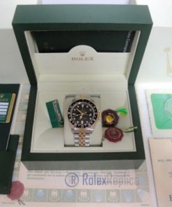 Alternative view of Rolex replica GMT Master II vintage acciaio oro jubilèè black dial orologio replica