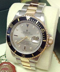 Alternative view of Rolex replica Submariner Date 16613 Bi-Colour Serti black dial